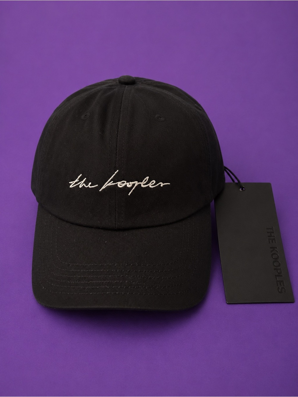 The Kooples Black Cap with White Script Logo NWT